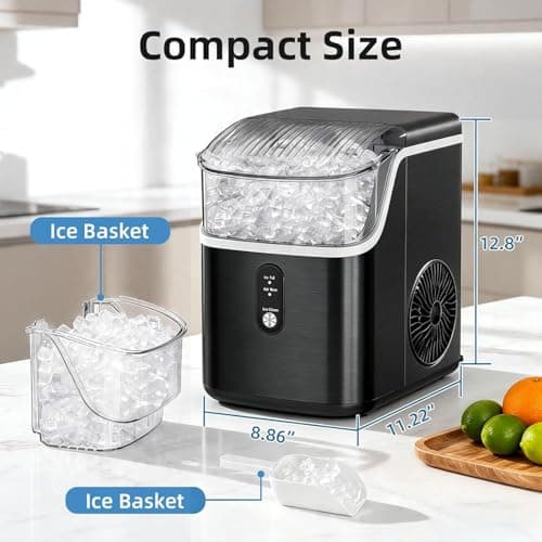 Antarctic Star Countertop Ice Maker with Soft Chewable Pellet Ice, 34lbs/24Hrs, One-Click Operation, Self-Cleaning Portable Peddle Ice Machine with Ice Scoop for Kitchen,Office,Bar,RV - Thumbnail 4