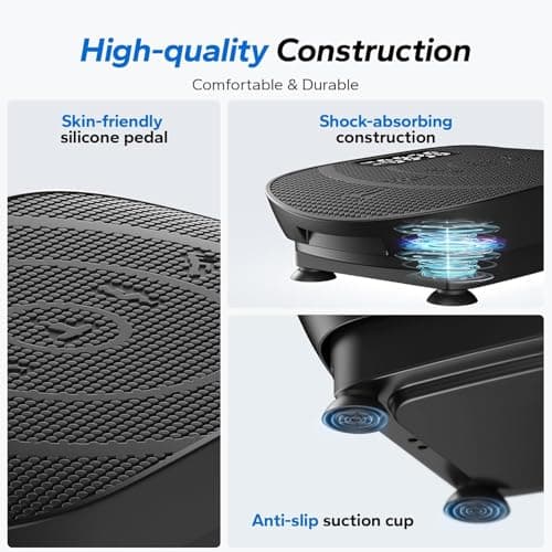 MERACH Vibration Plate Exercise Machine, Whole Body Workout Equipment for Women, Bluetooth and Silicone Pedal, Vibration Plate with Auto Mode, Vibrate Fitness Platform for Home (Black) - Thumbnail 4
