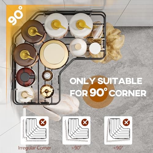 MAXIFFE 3 Pack Corner Shower Caddy with Soap Holder, Large Capacity Sturdy Easy Install No Drilling Stainless Steel Hold 40 LBS Shower Organizer Shelves Rack Storage for Family Renters Bathroom, Black - Thumbnail 2
