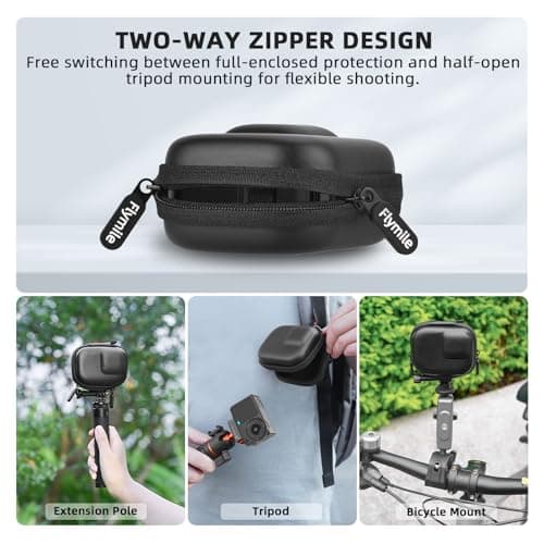 Flymile Small Carrying Case + Screen Protector for DJI Osmo Action 6, PU Hard Portable Travel Storage Bag with Carabiner & Wrist Strap, Tempered Glass Film Protective Lens Cover Accessories Kit - Thumbnail 3
