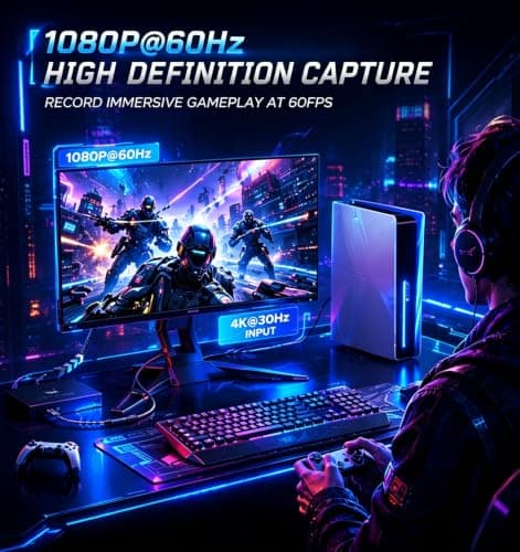WARRKY Video Capture Card, 2-in-1 USB 3.0 USB A/C HDMI Capture Device, 4K Input 1080P 60FPS Low Latency Game Capture Card for Streaming & Recording, Compatible with PS5, Nintendo Switch, Xbox, PC, Mac - Thumbnail 2