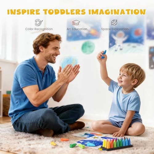 JUPITEARTH 24 Colors Crayons for Toddlers, Non-Toxic Washable Rocket Crayons, Easy-to-Hold Coloring Gifts & Mess-Free Art Supplies for Little Hands - Thumbnail 6
