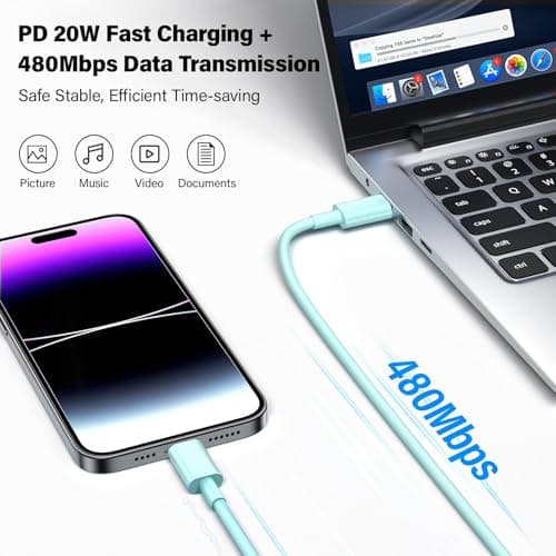 Phone Charger Fast Charging, 3 Pack 20W Type C Wall Charger Block, Fast Charging 20W Power Adapter Cube Compatible with Phone 14/Pro/Pro Max/Plus/13/12/11, XS/XR/X, Pad, Samsumg (White Pink Blue) - Thumbnail 5