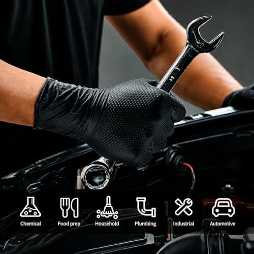 ANBOSON 10 Mil Diamond Textured Nitrile Gloves, Heavy Duty Disposable, Extra Thick, Latex & Powder Free, Chemical and Puncture Resistant, Ideal for Auto Repair, Cleaning, Painting, X-Large - Thumbnail 6