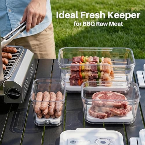 Food Storage Containers with Lids Airtight Set, BPA Free, Portable Vacuum Container Set with Ice Packs for Lunch Boxes & Coolers - Freezer Packs for Kitchen, Fridge, Camping, Picnic - Thumbnail 5