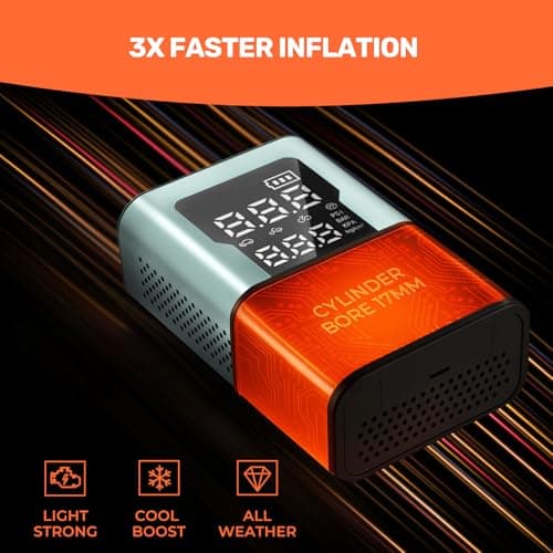Cordless Tire Inflator Portable Air Compressor, 150 PSI Mini Bike Pump with Digital Dual Values Display, Electric Car Pump with Pressure Gauge LED Light, Air Pump for Auto, Motorcycle, Bicycle, Balls - Thumbnail 3