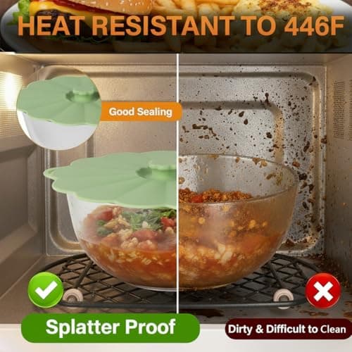 Silicone Lids for Food Storage – Set of 5 Food Grade Covers with 5 Hooks for Pots and Pans Cooking, Reusable Kitchen Heat-Resistant Tops for Containers, Microwave Splatter Cover(Colorful) - Thumbnail 6