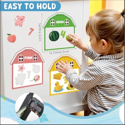 10Pcs Magnetic Color Sorting Toys 60 Toddler Magnets for Refrigerator, Cute Farm Animal Fridge Magnets for Early Education Toddler Color Sorting Learning Activities Boys Girls Gifts - Thumbnail 3