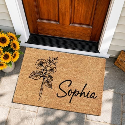 Fincekoom Personalized Natural Coco Coir Door Mat with Heavy Duty Backing Custom Non-Slip Front Door Welcome Mats for Outside Entrance or Porch Entry Housewarming Gift for Home Decor - Thumbnail 2