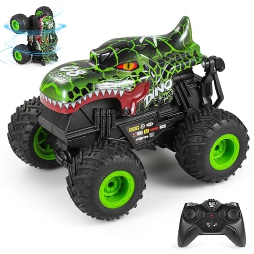 DYODYORC Remote Control Car, 2.4Ghz All Terrain Dinosaur Monster Truck Toys, RC Truck with Music, 3 Lighting Effects, 360 Stunt Capable, 2 Batteries Ready to Run, Toy Gifts for Boys and Girls (Green) - Image 1