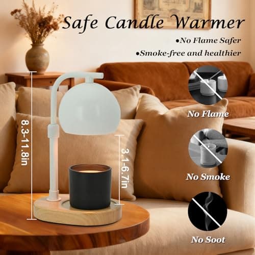 Candle Warmer Lamp Timer - Birthday Gifts for Women Mom, Mothers Day Gifts, House Warming Gifts New Home Decor Modern Farmhouse Decor with 2 Bulbs Wax Melt Compatible All Jar Candles White - Thumbnail 3