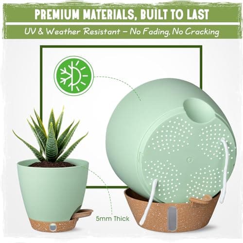 Self-Watering Pots for Indoor Plants 4 Pack, 6/8/10/12 Inch Outdoor Planters with Water Level Indicator&Deep Reservoir, Decorative Flower Pots for Indoor Plants,Home Decor (Green, 12+10+8+6 inch) - Thumbnail 5