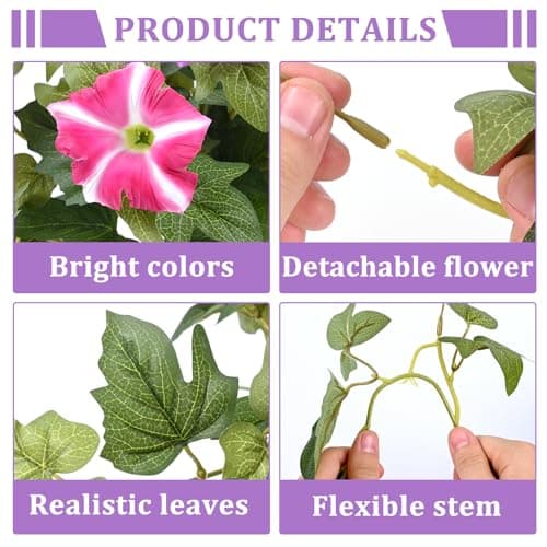Waipfaru Artificial Outdoor Faux Plants Flowers, 2Pcs Artificial Petunias UV Resistant Realistic Faux Flowers Plants for Indoor Outdoor Planters Home Garden Yard Porch Balcony Window Decor, Fuchsia - Thumbnail 3