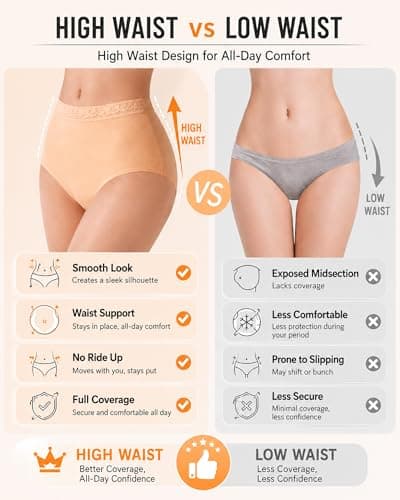 UNDER THE SEA Cotton Underwear for Women High Waisted Full Coverage Briefs Ropa interior mujer calzones algodon no organic - Thumbnail 4