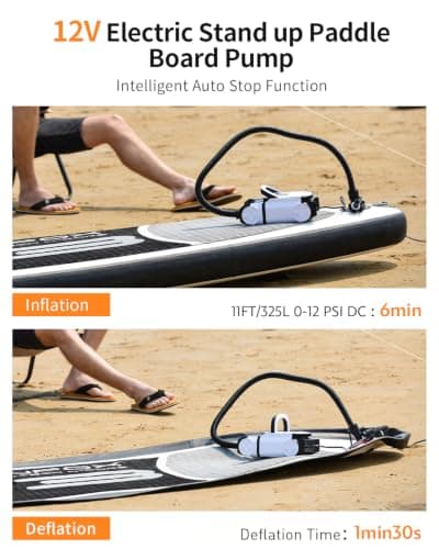 BAVIZZN 22PSI Electric SUP Pump, 12V DC Car Powered Paddle Board Pump with Accurate LCD Gauge & Reliable Auto-Off, Dual Stage Inflation for Paddleboards, Boats, Kayaks, Air Mattresses & Inflatables - Thumbnail 3
