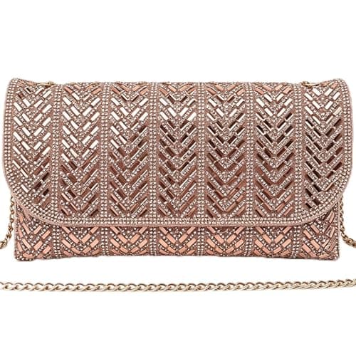 LUKLUKTAISUN 2026 Rhinestones Clutch Purses for Women 3d Evening Bags PU Leather Handbag for Cocktail Prom Party Wedding(Champagne) - Image 1