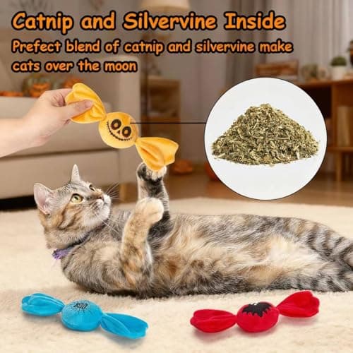 Retro Shaw 3PCS Candy Catnip Kicker Toys for Indoor Cats, Crinkle Cat Toys with Catnip, Interactive Plush Kitty Treat Toy for Bored Cats, Kitten Teething Toys - Thumbnail 3