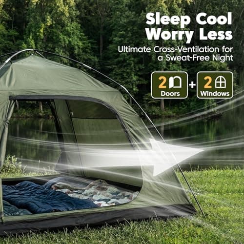 Purebox Tent 4 Person Camping Tents - Double Layer with 2 Doors & Rainfly, Portable Waterproof & Windproof Tents, Large Mesh Ventilation, Easy Setup Family Tent for Camping, Hiking and Backpacking - Thumbnail 6