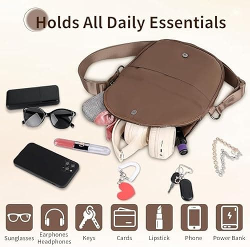 Fashion Crescent Moon Bag For Women & Men - Medium Nylon Shoulder Bag With Adjustable Strap, Lightweight & Foldable Design (A-Lavender) - Thumbnail 5