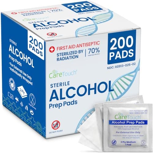 Alcohol Wipes | Individually Wrapped Alcohol Prep Pads with 70% Isopropyl Alcohol, Great for Medical & First Aid Kits | Sterile, Antiseptic 2-Ply Alcohol Swabs - 200 count - Image 1