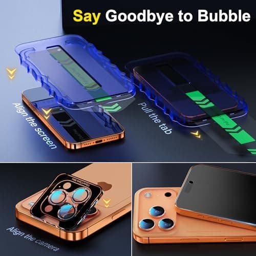YWXTW 2 Pack for iPhone 17 Pro Matte Privacy Screen Protector 6.3 Inch + 1 Set Camera Lens Protector, Anti Spy Anti Glare 17 Pro Tempered Glass Film, Anti Fingerprint, Bubble Free - Thumbnail 2