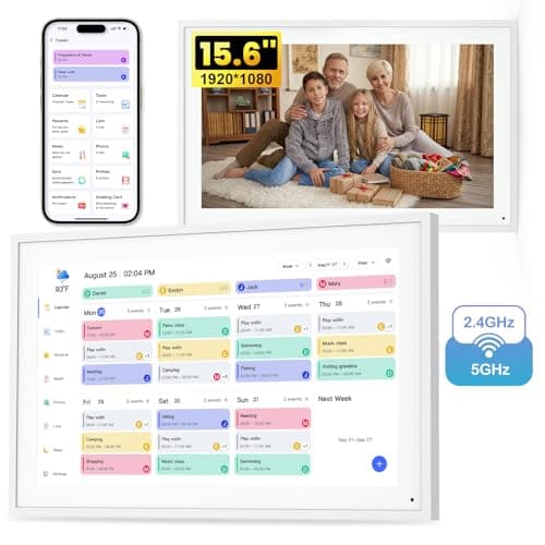 Digital Calendar Schedual Planning Calendar, Chore Chart Task & Rewards for Parent-child 1920 x 1080P Full HD Interactive Touchscreen Smart Family Planner, Wall & Desk Mountable (White, 15.6inch) - Image 1