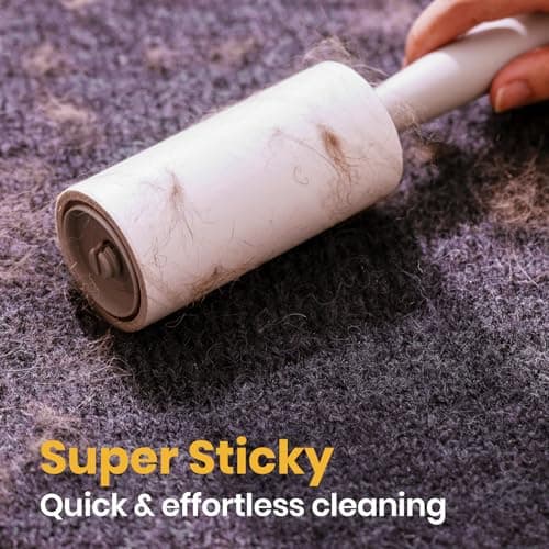 DELOMO Lint Roller 1,000 Sheets (5 Rollers + 5 Refills) - Lint Rollers for Pet Hair Extra Sticky, Mega Value Pet Hair Removal Tool for Clothes/Couch/Furniture/Car - Ideal Home Gift for Pet Owners - Thumbnail 2