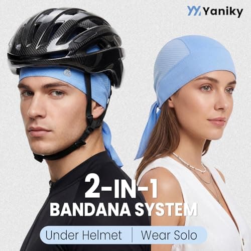 YANIKY Bandana Skull Cap with Neck Flap,Value Set Helmet Liner for Motorcycle Cycling Construction, Cooling Breathable Do Rag - Thumbnail 4