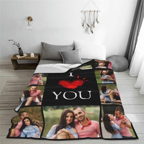 Personalized Gifts for Couple Love Anniversary Girlfriend Boyfriend Birthday Custom Blanket with Picture Customized Memories Souvenir with Photos Wedding Valentines Day Gift for Wife Soft and Warm - Thumbnail 4