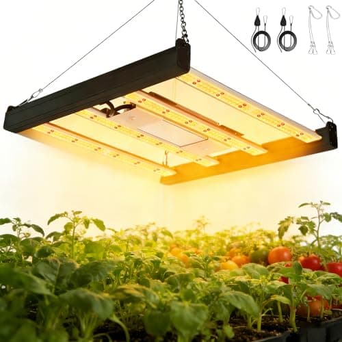HHNMAHN 120W LED Grow Light Full Spectrum Dimmable for Indoor Plants,13x12.5Inch Hanging Growing Lamp with Adjustable Lanyard,2x2ft Coverage Waterproof Driver for Greenhouse Seedling Vegetable Flowers - Image 1