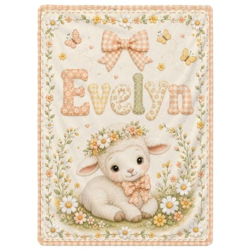 Kreiphantom Personalized Baby Blanket with Name, Custom Baby Blankets, Gift for Boy Girl, Ship Next Day, Customized Name, Baby Essentials, Sheep Design - Image 1