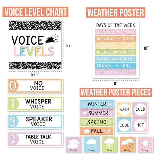 Hadley Designs Classroom Calendar Set Bulletin Board Decorations - Pastel School Calendar for Classroom Decor, Kindergarten Preschool Elementary Teacher Must Haves, Homeschool & Daycare Essentials - Thumbnail 4