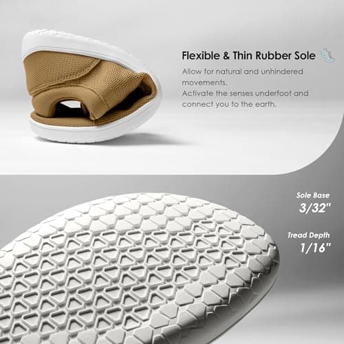 AIRHAS Mens Barefoot Shoes Lightweight Walking Shoes Wide Toe Box Flexible Zero Drop Sneakers for Men Summer Minimalist Casual Shoes(Khaki,11.0) - Thumbnail 4
