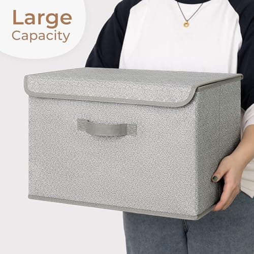 GRANNY SAYS Closet Storage Bins, Storage Boxes with Lids, Clothes Organizing Bins, Lidded Baskets for Toys, Clothing, Gray, Extra Large, 2-Pack - Thumbnail 4