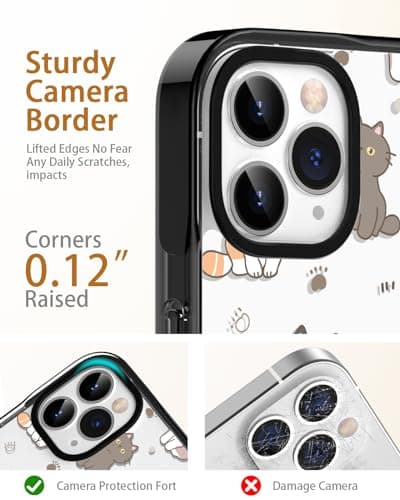 Sholbrak [3 in 1 Designed for iPhone 14 Pro Max Case Cute Cat Pattern Protective Phone Case Cover 6.7" Screen Protector + Camera Lens Protector【2X Military Grade Drop Tested / 6.6ft Drop Protection】 - Thumbnail 5