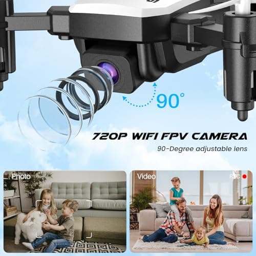 SIMREX Drone With Camera for Kids Adults,Mini RC Quadcopter Foldable,Altitude Hold, 3D Flip, Headless Mode, Gravity Control, 2 Batterie, Gifts for Kids, Adults, Beginner (New White) - Thumbnail 3