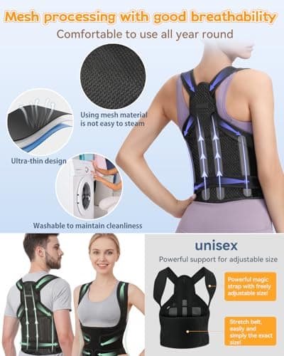 KAJICOO Posture Corrector for Women & Men, Back Brace Adjustable Full Back Support - Shoulder Straightener for Upper & Lower Back Pain Relief, Scoliosis, Hunchback, Hump, Thoracic Spine Correc (Medium) - Thumbnail 5