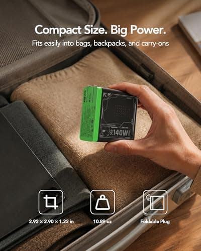 Mfish E-Rhino 140W USB-C Charger, True PD 3.1 GaN Fast Charger, 4-Port (3 USB-C + 1 USB-A) Foldable Plug Power Adapter for MacBook Pro 16”, iPhone 17/16, iPad, Galaxy, Tablet, Laptop Black - Thumbnail 4