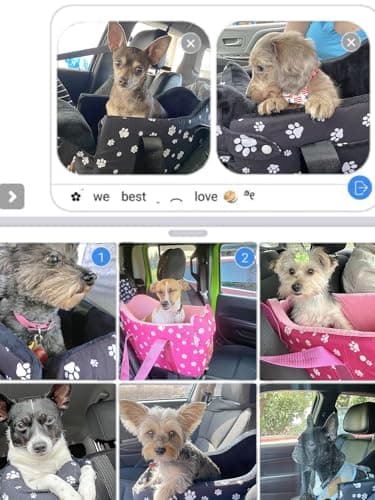 Cullaby Center Console Dog Car Seat for Small Dogs Under 15lbs,Detachable Washable Booster Pet Car Seat Travel Bed with Storage Pockets and Seat Belt(Blue) - Thumbnail 6