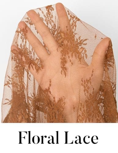 MEROKEETY Womens Long Sleeve Lace Sheer Mesh Top 2025 Crewneck Sexy Y2k See Through Going Out Blouse Shirts, Brown, X-Large - Thumbnail 5