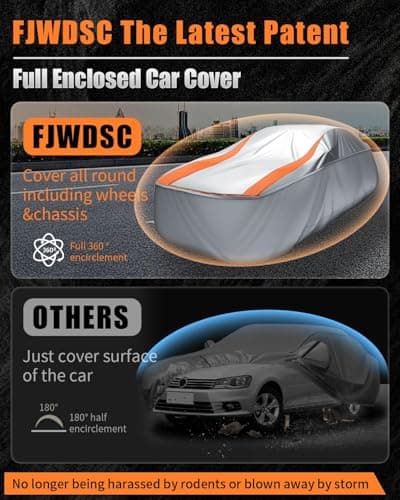 FJWDSC Sliver Full Enclosed Larger SUV Car Cover Universal Fit Tahoe/Traverse,Sienna,BMW X7/XM,Audi Q6/Q7,GLS/EQS,Yukon,Lexus LX/TX,GL8,Odyssey,Ford Flex,Durango,Infiniti QX60/80,EM90,Pacifica - Thumbnail 2