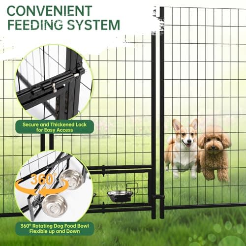 LotFun 10x10 FT Dog Kennel, Heavy Duty Outdoor Dog Enclosure with UV & Rain-Proof Fully Covered Roof, Double Security Locks and Rustproof Metal Mesh for Large Dogs House (9.8 x 9.8 x 6 FT) - Thumbnail 3