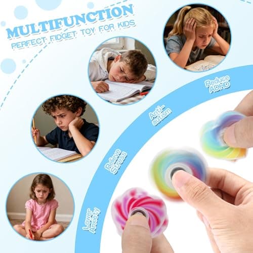 KNFINNDUU Valentine's Day Gifts - 28 Pcs Fidget Spinner Keychains Set with Greeting Card, School Valentine Gift Exchange, Stress Relief Toys for Kids Boys Girls - Thumbnail 4