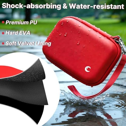 Comecase Hard Camera Case for KODAK PIXPRO FZ55 FZ45, Shockproof Digital Camera Bag with Accessory Mesh Pocket, Small Vlogging Camera Case, Portable Travel Carrying Pouch for All Ages, Red - Thumbnail 5