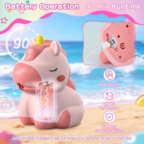 weirtoya Water Table Pump for Toddlers, Unicorn Toys Battery Powered Pump for Water Table Cordless Work Splash Toys Kids Toddler Summer Outddor Toys - Thumbnail 5