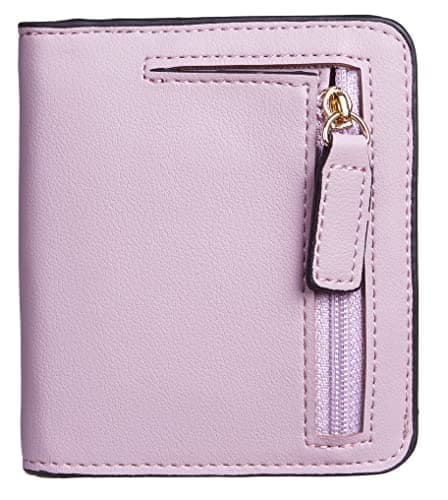 Gostwo Slim Wallet for Women, Credit Card Holder Small Wallet, RFID Blocking Wallet, Compact Bifold Luxury Genuine Leather Pocket Passport Wallet Ladies Girls Mini Purse Travel with ID Window, Purple - Image 1