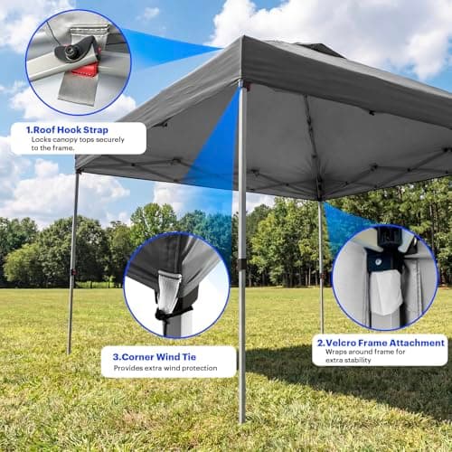 10x10ft Replacement Canopy Top with Air Vent— Instant Canopy Top Cover ONLY,Canopy Tent Top Cover for Straight Leg Canopy Frame - for Outdoor Garden Patio Sun Shade,No Frame (Dark Gray) - Thumbnail 4