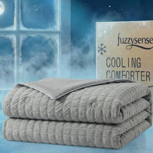 Cooling Comforter Queen Size 90"x90", Dual-Sided Seersucker & Q-Max>0.4 Cooling Blanket, Breathable Fabric for Hot Sleepers Night Sweats Menopause & Sensitive Skin, All Season Pet Friendly, Dark Grey - Image 1