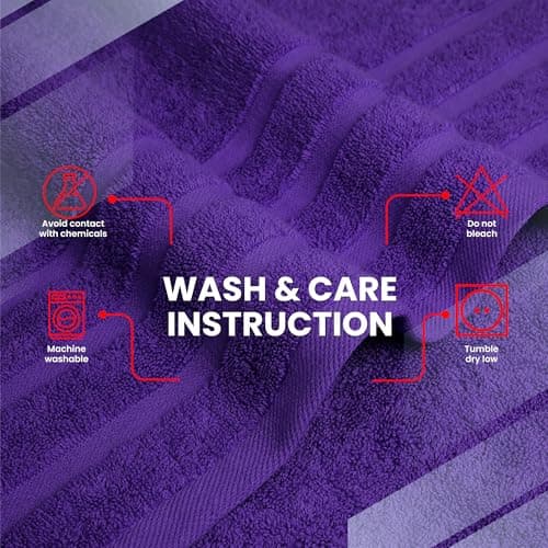 Infinitee Xclusives 100% Cotton Luxury Bath Towels Set of 2 (27x54 Inches) (Profound Purple, Bath Towels - Pack 2) - Thumbnail 6