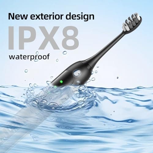 Seapeoa Adult Sonic Electric Toothbrush with 10 Brush Heads, Travel Case, and Wall Bracket, Suitable for Both Adults and Kids, IPX8 Waterproof, USB Charging, 42000VPM, Black - Thumbnail 4